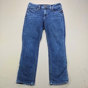 Silver Jeans Co Suki Capri Denim Dark Wash Stretch Mid Rise Womens Size 30 L23.5